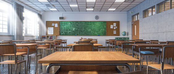 Fototapeta interior of a traditional style school classroom. obraz