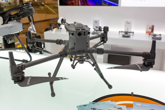 Drone DJI Matrice 300 rtk for sale in DJI store. DJI is a Chinese technology company known as a manufacturer of unmanned aerial vehicles. Minsk, Belarus - February, 2022