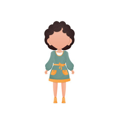 Little girl in full growth. Cartoon style. Vector.