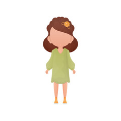Cute girl in full growth. Isolated. Vector.
