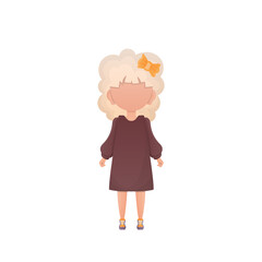Cute girl in full growth. Isolated. Previous illustration.