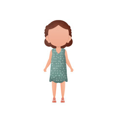 Cute girl in full growth. Isolated on white background. Vector.