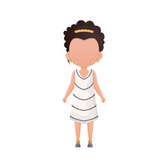Little girl in full growth. Isolated. Vector.