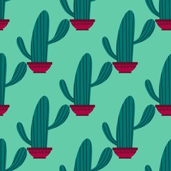 Floral seamless cactus pattern for fabrics and textiles and packaging and gifts and cards and linens and kids