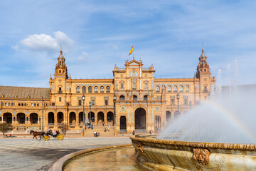 The most famous landmark in Plaza de Espana in Seville, Andalusia, Spain