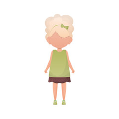 Little girl in full growth. Isolated on white background. Vector.