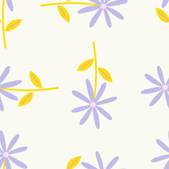 Fototapeta na wymiar Purple cute flowers seamless repeat vector pattern