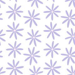 Purple flowers seamless repeat vector pattern