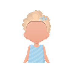 The little girl is depicted waist deep. Isolated. Vector.