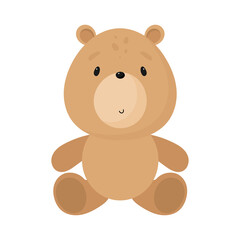 Cute Bear. Cartoon style. Vector illustration. For kids stuff, card, posters, banners, children books, printing on the pack, printing on clothes, fabric, wallpaper, textile or dishes.