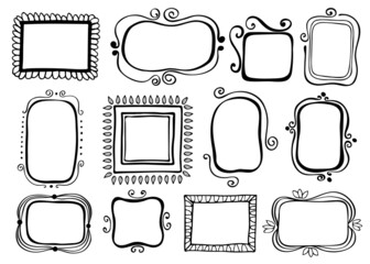 Set of frames. Hand drawn vector vintage design element.  - 494672190