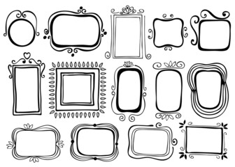 Collection of retro style frames. Hand drawn vector design element.  - 494672191