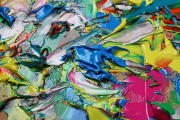 Abstract colorful acrylic paint as background, closeup view