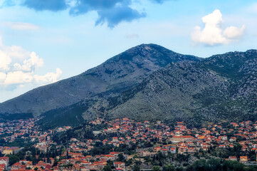 Aerial view over city of Trebinje, Bosnia and Herzegovina.