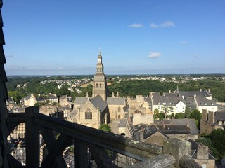 Dinan is medieval town in Bretagne, France. Old buildings in the old town built with stone and wood. 