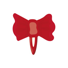 Red female hairpin isolated on white background. Cartoon style. Vector.