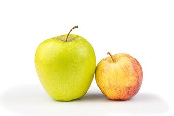 Close-up of a Green and Red Apple on a White Background