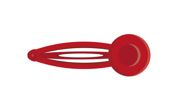 Red female hairpin isolated on white background. Cartoon style. Vector.