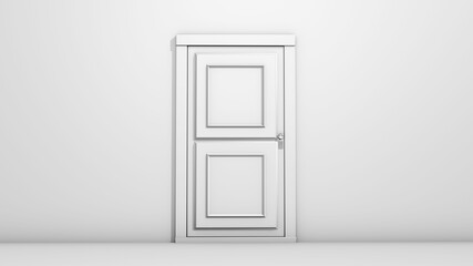 Closed Door 3d render illustration