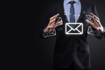 Email marketing and newsletter concept.Contact us by newsletter email and protect your personal...