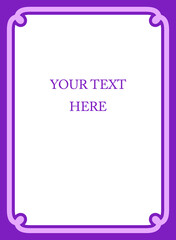 Border frame. Vector purple pink vertical frame isolated on white background