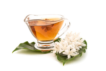 Coffee Blossom tea isolated on white background.