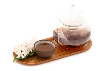 Coffee Blossom tea isolated on white background.