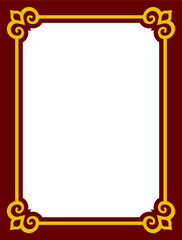 Border frame. Vector yellow brown red Christmas style frame isolated on white background