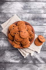 Cookies, cookies on different backgrounds, oatmeal cookies with chocolate