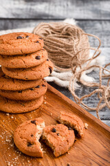 Cookies, cookies on different backgrounds, oatmeal cookies with chocolate