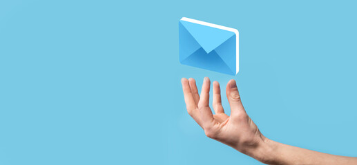 Email marketing and newsletter concept.Contact us by newsletter email and protect your personal information from spam mail concept.Scheme of direct sales in business. List of clients for mailing.