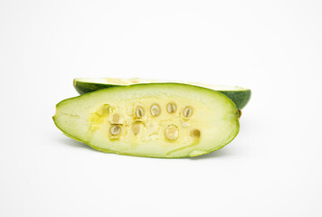 pointed gourd slice isolate on white background, potol