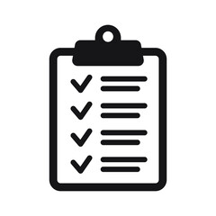 Clipboard vector icon. Task checklist icon. Task completed. Signed icon of an approved document. Project completed.