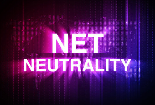 Net Neutrality Abstract Futuristic Technology Background with Glowing Lights in the map. Internet technology concept backdrop