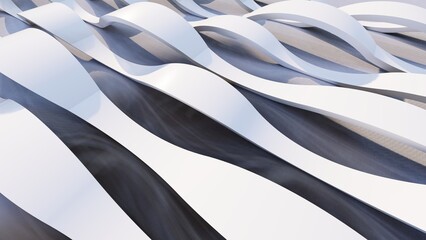 Abstract background white curved stripes in design 3d render