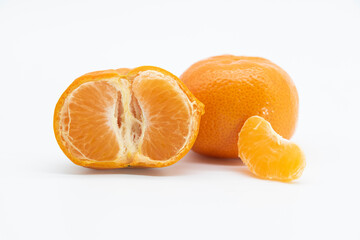 mandarin or komola fruit over on white background.selective focus