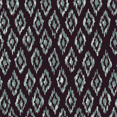 Hand-Drawn Traditional Boho Ikat Diamonds Seamless Pattern. Modern Retro Woven Geometric Print, Perfect for Textiles, Fashion, Background. Tribal Texture