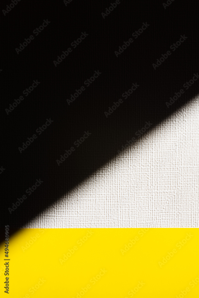 Sticker textured white, black and yellow background with copy space.