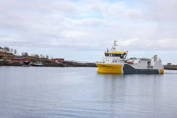 Ms Taupo is built to be able to bleach 80 tons of fish per. hour, and has a loading capacity of 320 tons of salmon,Helgeland,Northern Norway,scandinavia,Europe