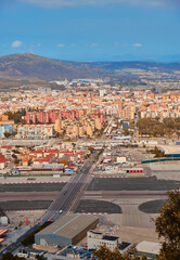 Cityscape of gibraltar urban airport view, in vertical