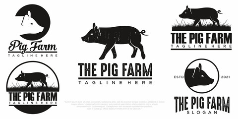 set of pig logo icon design vector © muh