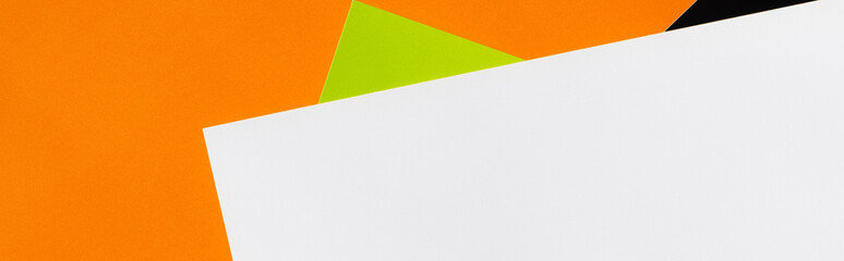 white, orange, yellow and black geometric background with copy space, banner.