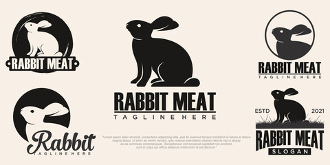 Rabbit Logo template vector icon set illustration design