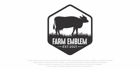 Cow breeder logo. beef vector.