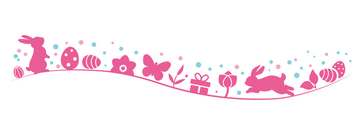 Happy easter banner pink - decorative vector illustration