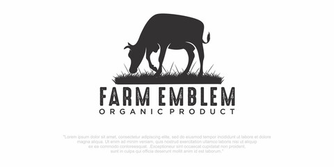 vintage cattle cow farm logo vector illustration design