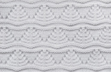 White soft ornamental knitted pattern texture as background