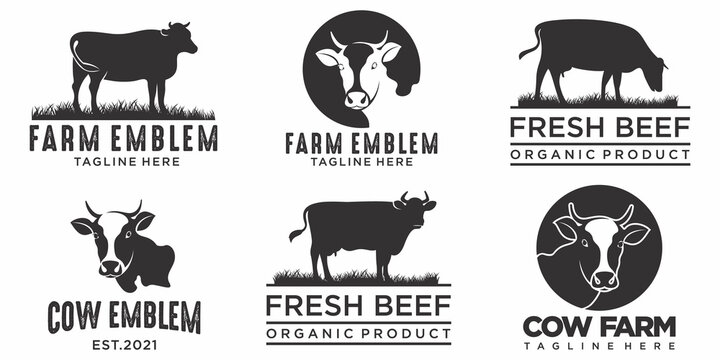 cow Farms icon set logo illustration vector template