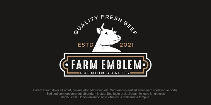Cow head logo design template