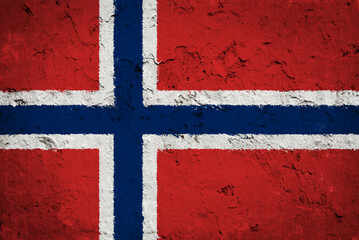 Flag of Norway on old grunge wall background	